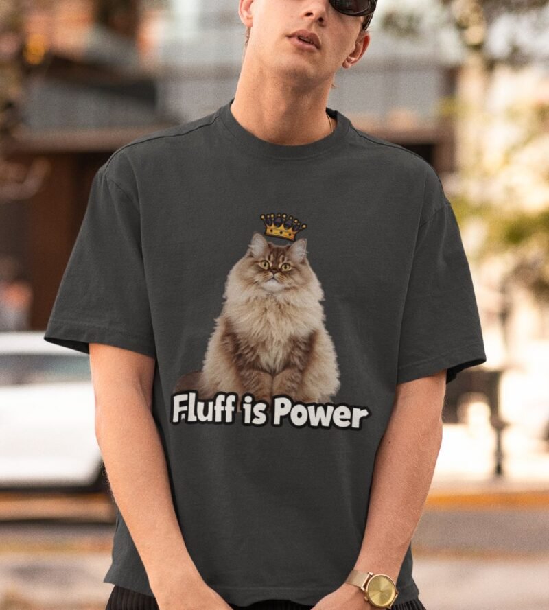Oversized - Faded Black - Fluff is power Fluff is Power