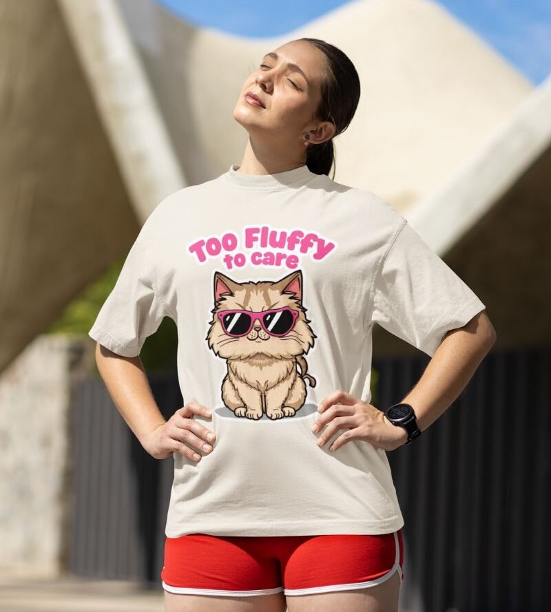 too fluffy to care - oversized - Faded bone Too Fluffy to Care