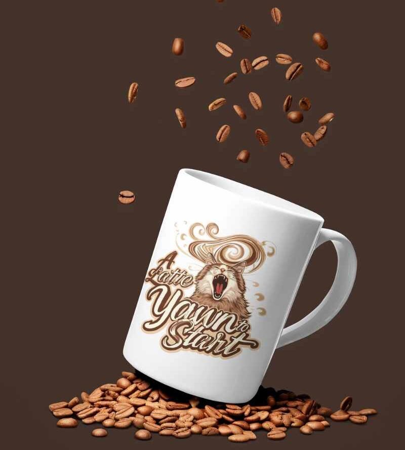 A latte yawn to start - 15 oz - white Latte Yawn to Start